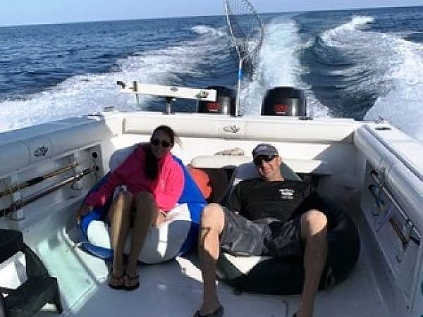  Posing aboard boat